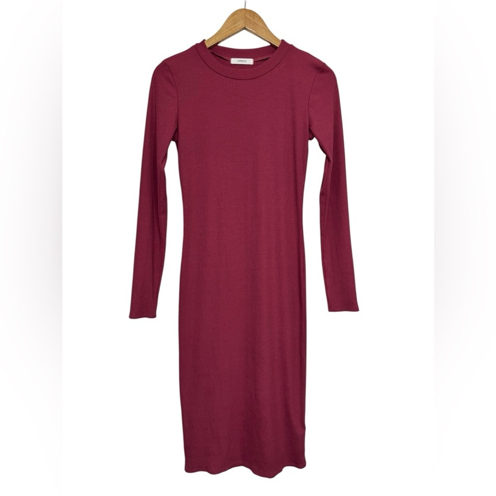 Cherish Ribbed Knit Bodycon Dress Deep Berry Small